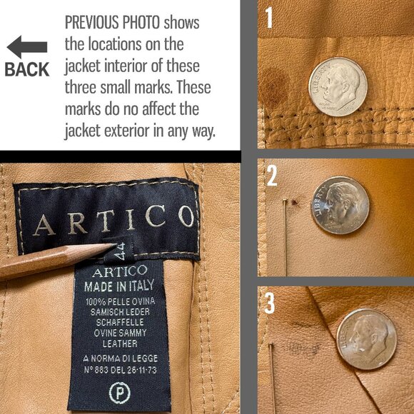 ARTICO Lamb Leather Suede Jacket Bustle Back  •36-Inch Chest  • Made in Italy - Picture 15 of 16